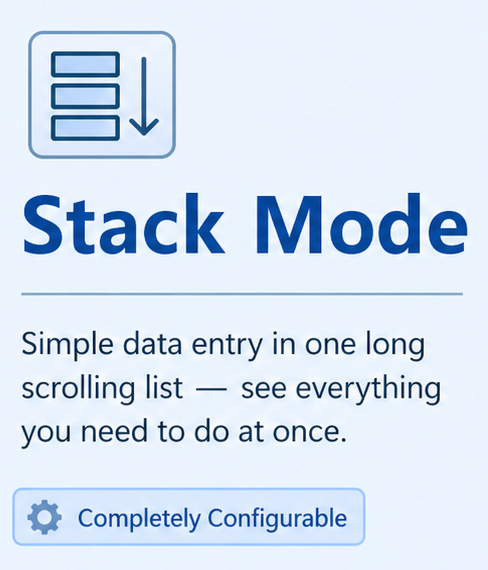 Stack Mode configurable workflow panel